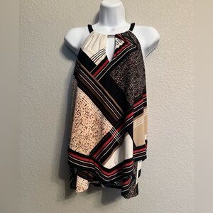 White House Black Market Layered Multicolored Geometric Design Keyhole Tank M